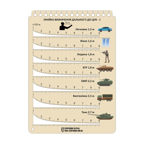 Ecopybook Tactical лінійка визначення відстані до цілі