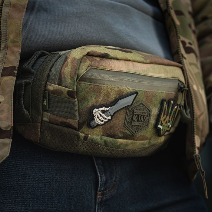 M-Tac нашивка Skeleton Knife PVC Grey