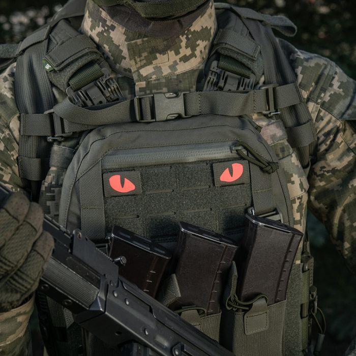 M-Tac нашивка Tiger Eyes Laser Cut (пара) Ranger Green/Red/GID