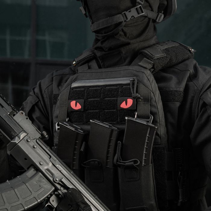 M-Tac нашивка Tiger Eyes Laser Cut (пара) Black/Red/GID