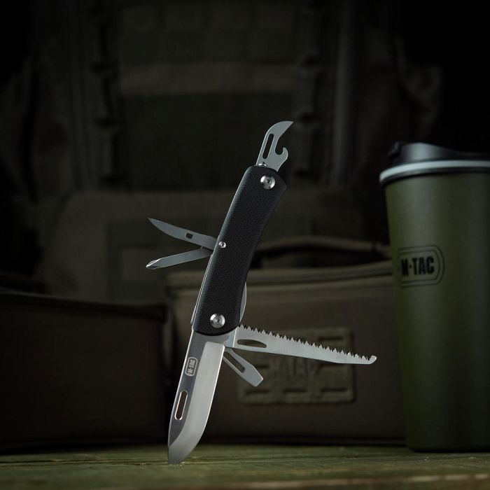 M-Tac ніж складаний Type 9 (6 інструментів) Black/Steel
