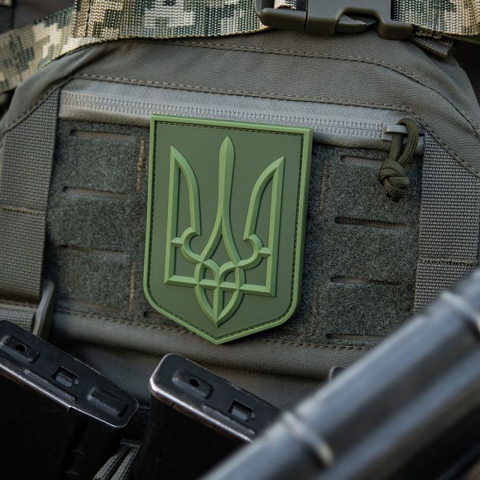 Нашивка герб України PVC великий олива