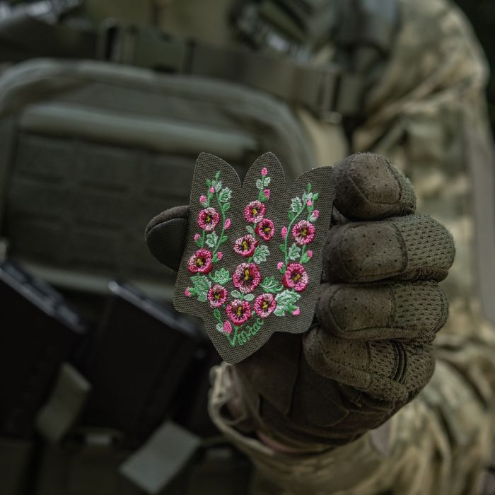 M-Tac нашивка Тризуб рожеві Мальви (вишивка) Ranger Green