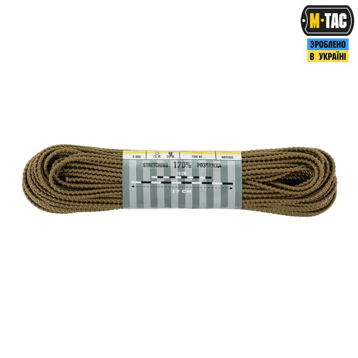M-Tac паракорд Shock-Cord 3mm 30m Dragon Skin Coyote