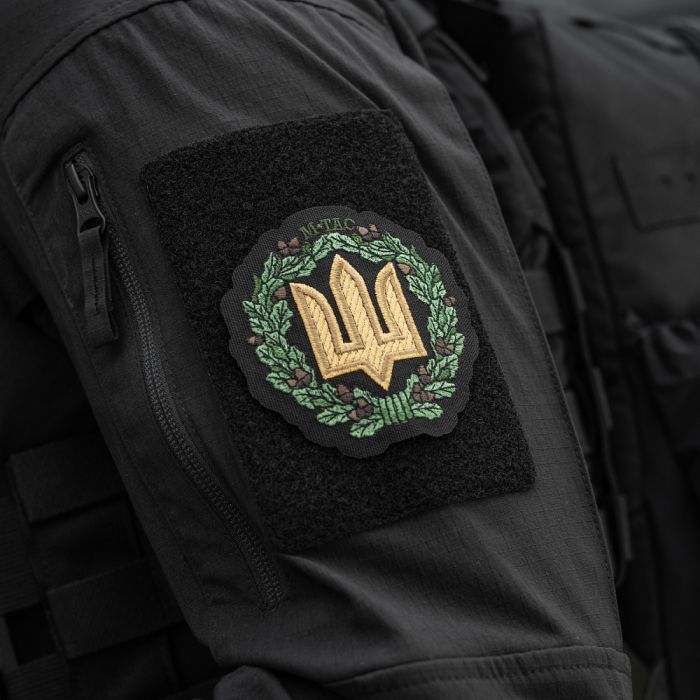 M-Tac нашивка Тризуб з дубовим вінком (вишивка) Black