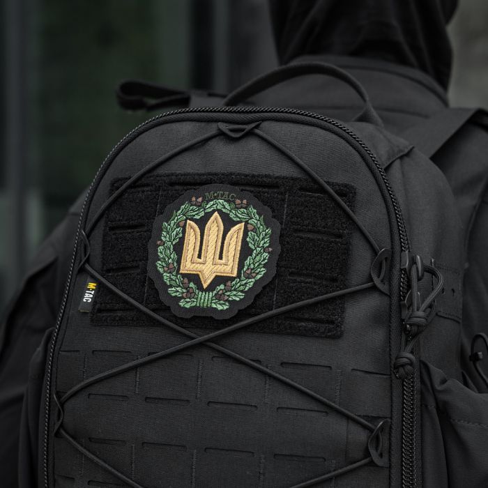 M-Tac нашивка Тризуб з дубовим вінком (вишивка) Black