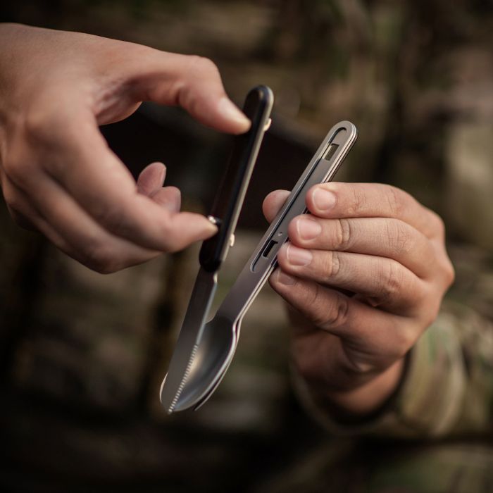 M-Tac столовий набір роз'ємний (3 елемента) Black/Steel