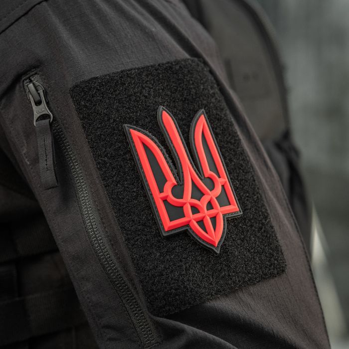 Нашивка Тризуб PVC великий червоно-чорний