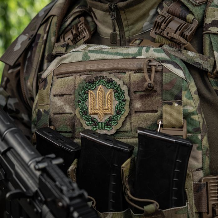 M-Tac нашивка Тризуб з дубовим вінком (вишивка) Multicam