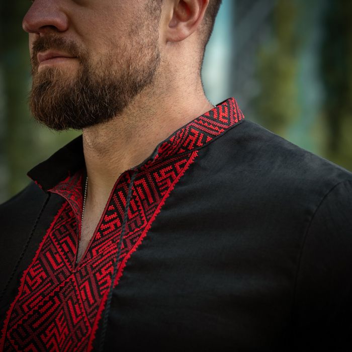 M-Tac вишиванка 100% льон чорний