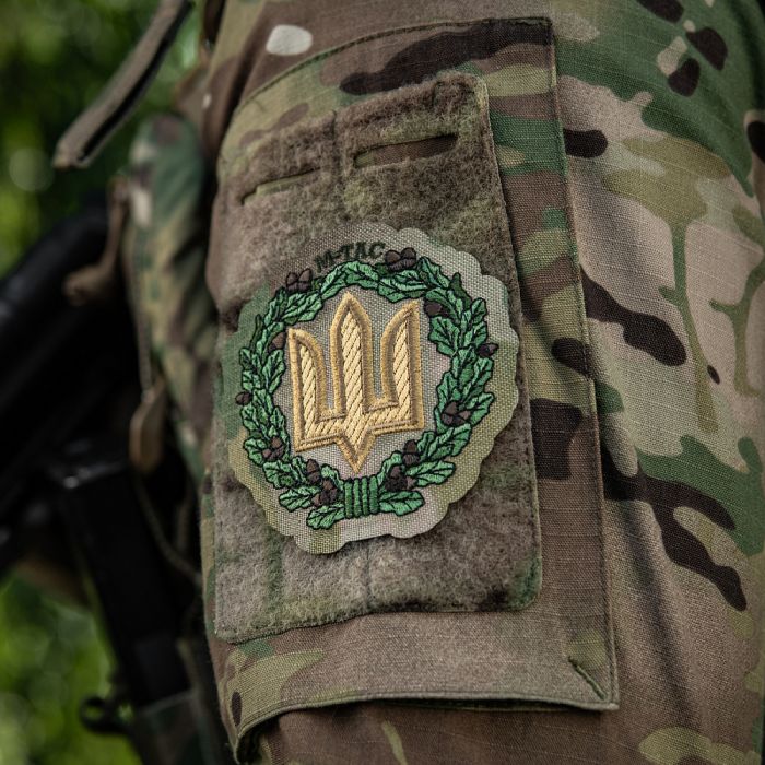 M-Tac нашивка Тризуб з дубовим вінком (вишивка) Multicam