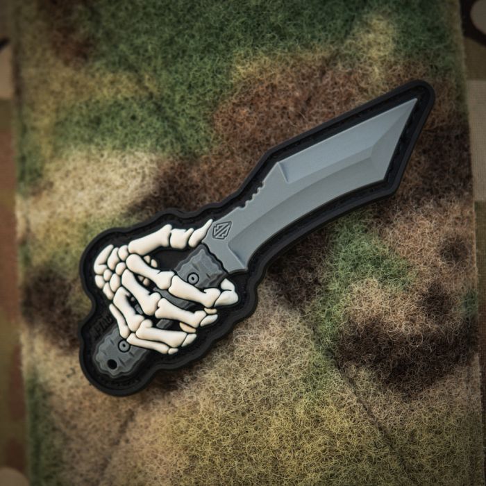 M-Tac нашивка Skeleton Knife PVC Grey