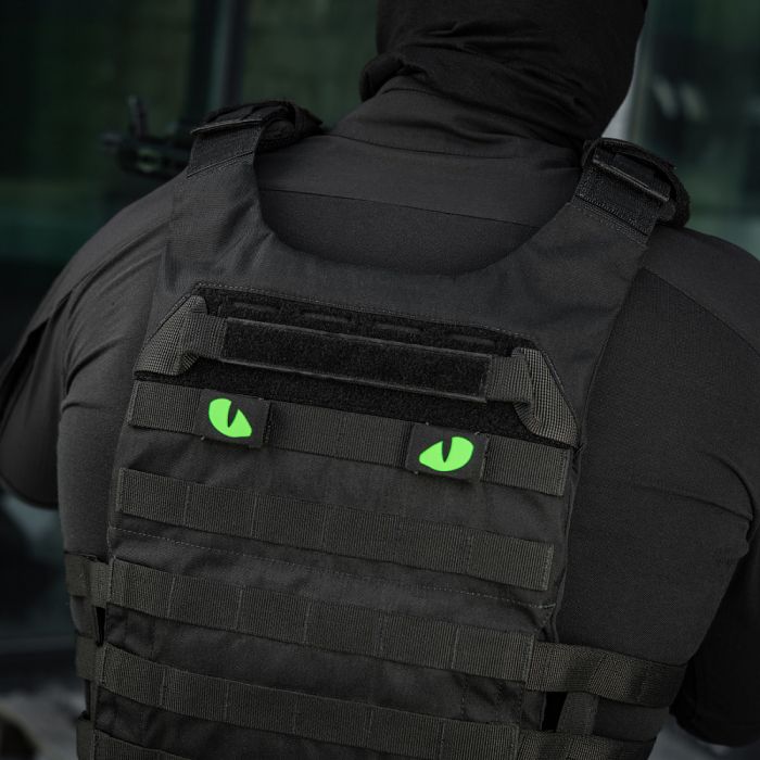 M-Tac нашивка Tiger Eyes Laser Cut (пара) Black/Green/GID