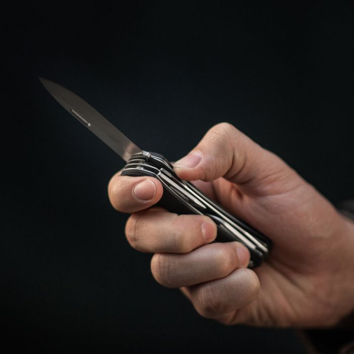 M-Tac ніж складаний Type 9 (6 інструментів) Black/Steel