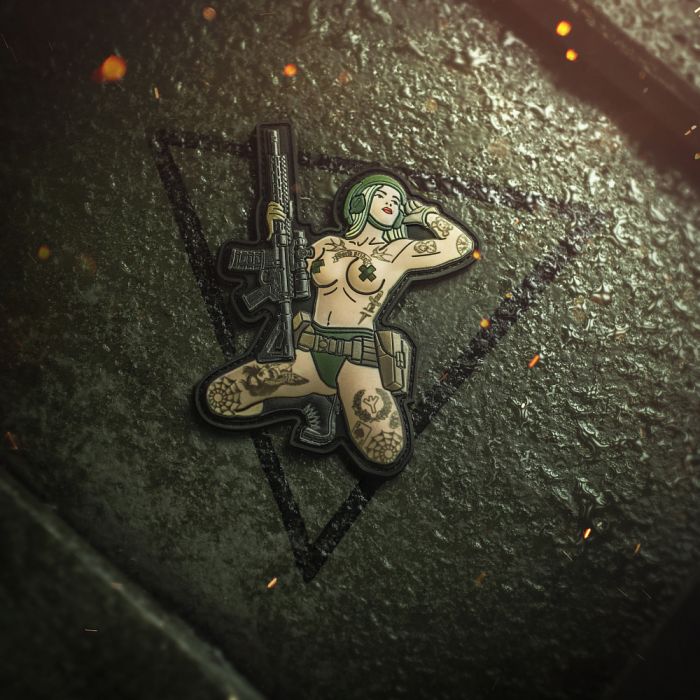 M-Tac нашивка Tactical girl №1 tattoo Руна PVC Grey