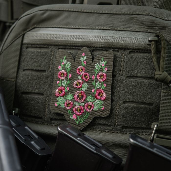 M-Tac нашивка Тризуб рожеві Мальви (вишивка) Ranger Green