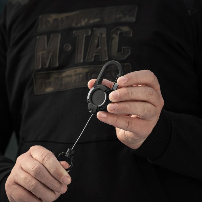 M-Tac карабин зі шнуром для ключів Black