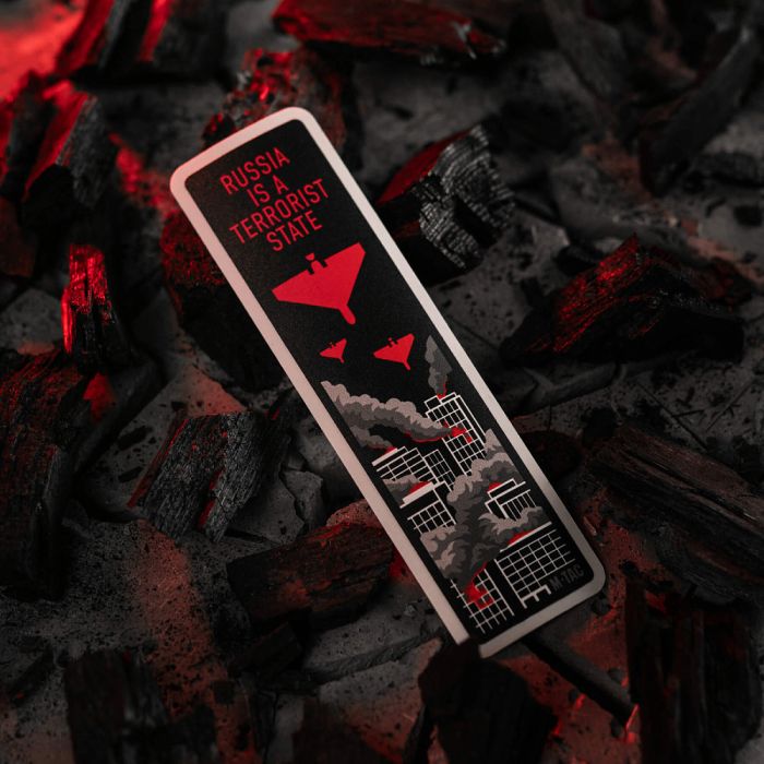 M-Tac наклейка russia is a terrorist state Black