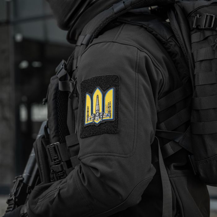 M-Tac нашивка Тризуб UA-Wing (вишивка) Black