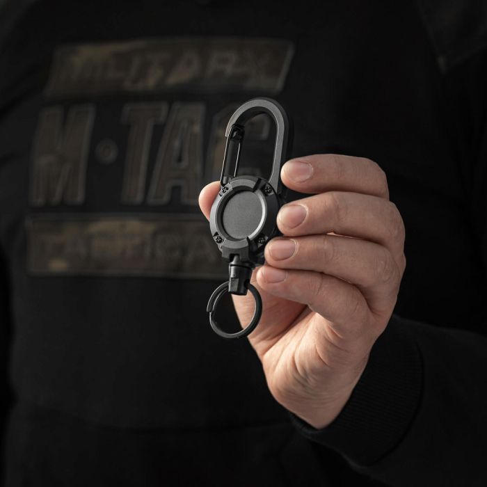 M-Tac карабин зі шнуром для ключів Black