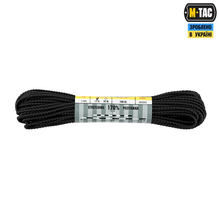 M-Tac паракорд Shock-Cord 3mm 15m Dragon Skin Black