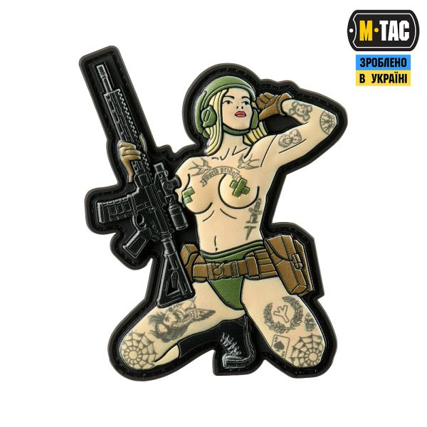 M-Tac нашивка Tactical girl №1 tattoo Руна PVC Grey