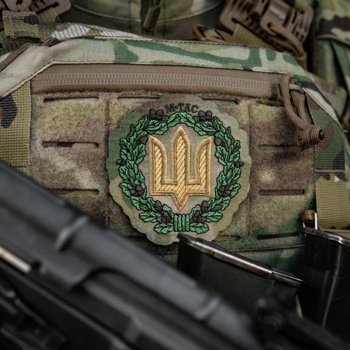 M-Tac нашивка Тризуб з дубовим вінком (вишивка) Multicam