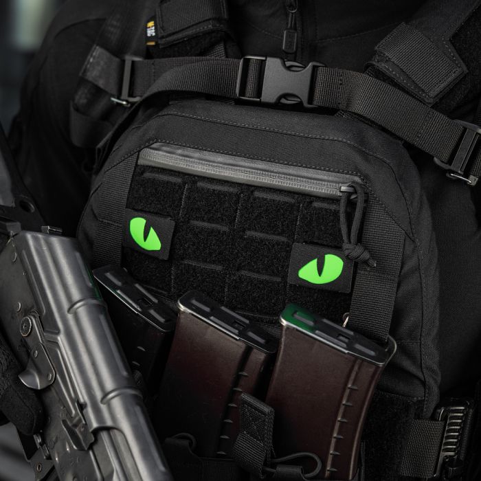 M-Tac нашивка Tiger Eyes Laser Cut (пара) Black/Green/GID