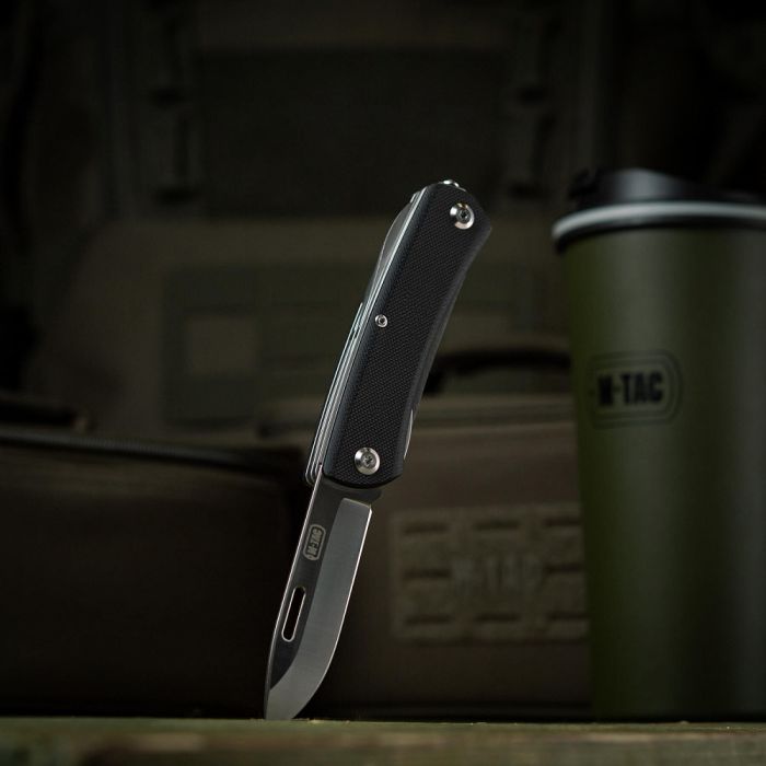 M-Tac ніж складаний Type 9 (6 інструментів) Black/Steel