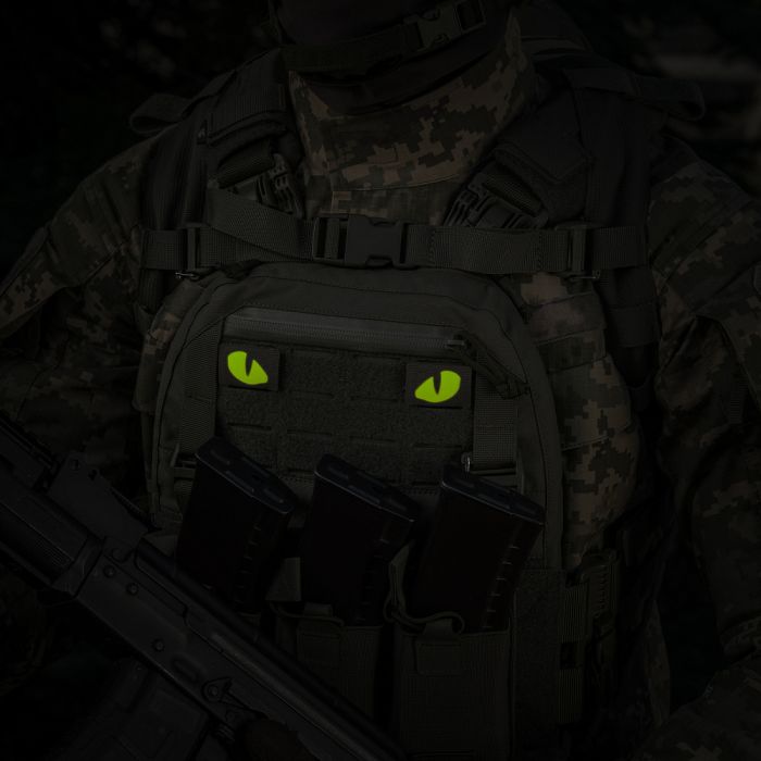 M-Tac нашивка Tiger Eyes Laser Cut (пара) Ranger Green/Yellow/GID