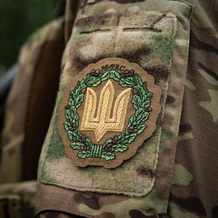 M-Tac нашивка Тризуб з дубовим вінком (вишивка) Coyote
