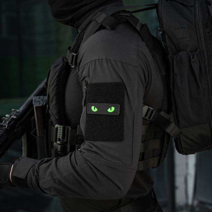 M-Tac нашивка Cat Eyes Laser Cut Black/Green/GID