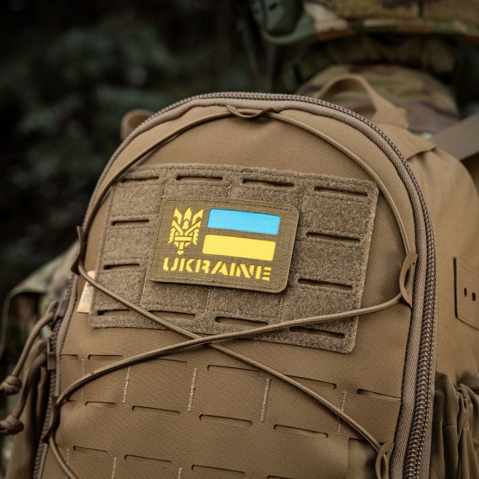M-Tac нашивка Ukraine (с Тризубом) Laser Cut Coyote/Yellow/Blue/GID