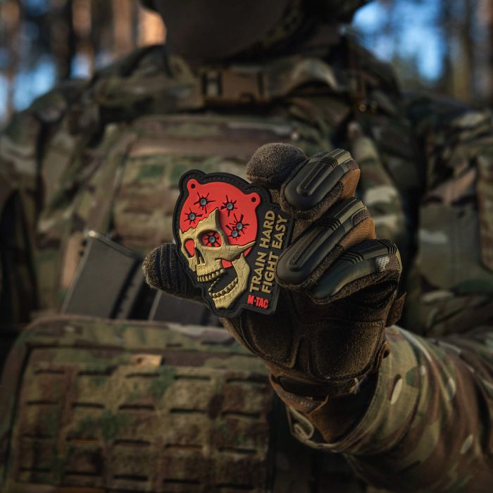 M-Tac нашивка Train Hard Fight Easy PVC Black/Red