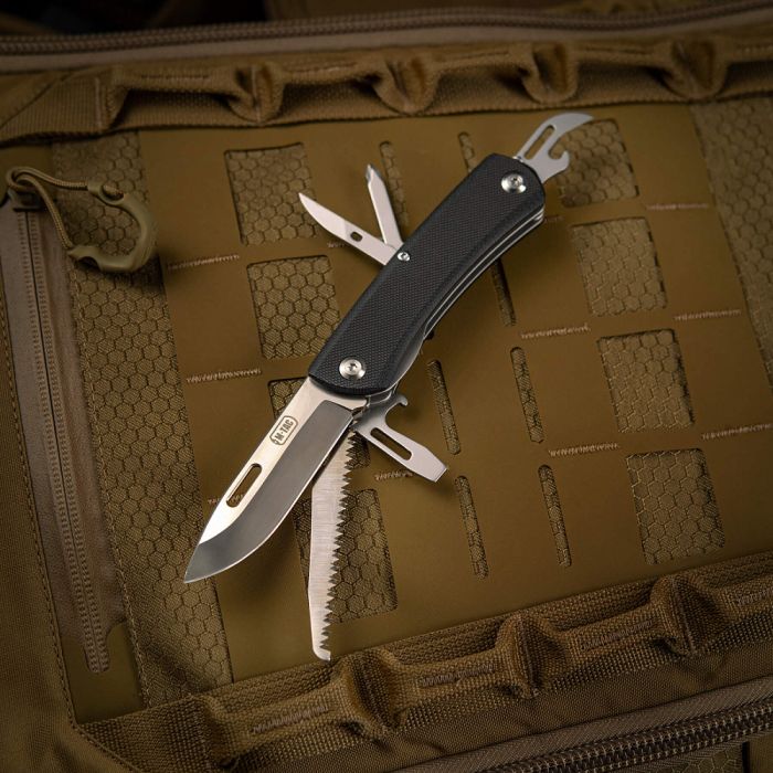 M-Tac ніж складаний Type 9 (6 інструментів) Black/Steel