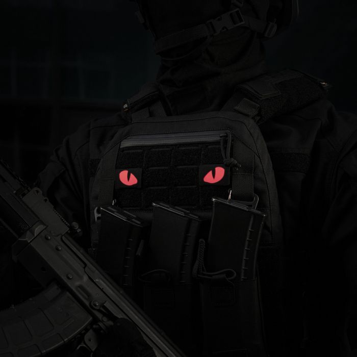 M-Tac нашивка Tiger Eyes Laser Cut (пара) Black/Red/GID