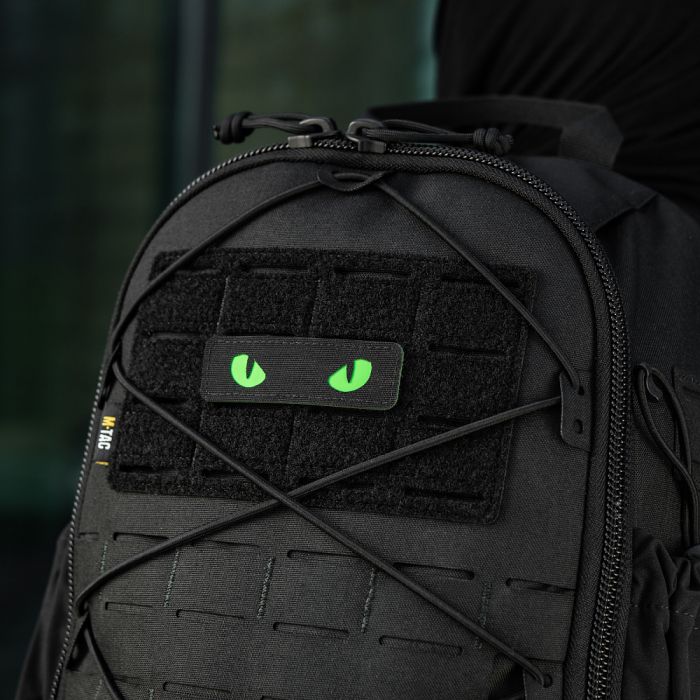 M-Tac нашивка Cat Eyes Laser Cut Black/Green/GID