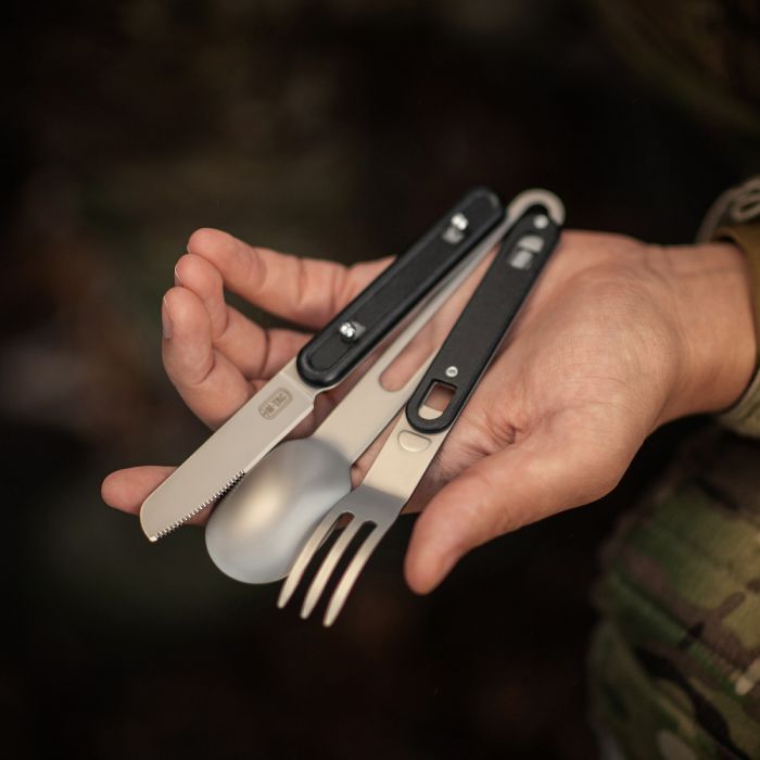 M-Tac столовий набір роз'ємний (3 елемента) Black/Steel