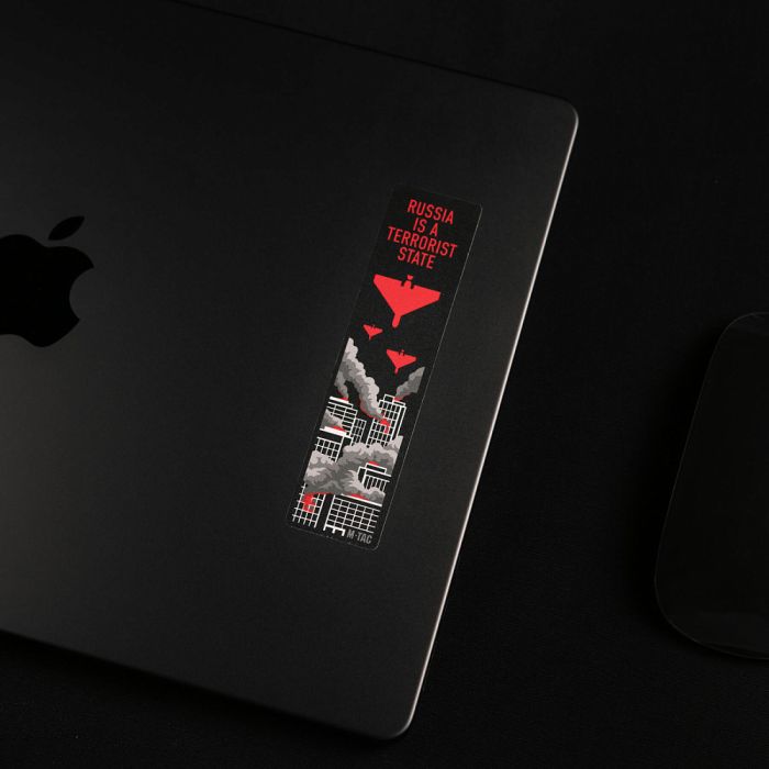 M-Tac наклейка russia is a terrorist state Black