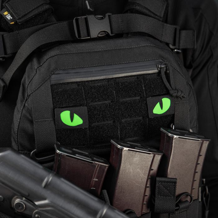M-Tac нашивка Tiger Eyes Laser Cut (пара) Black/Green/GID