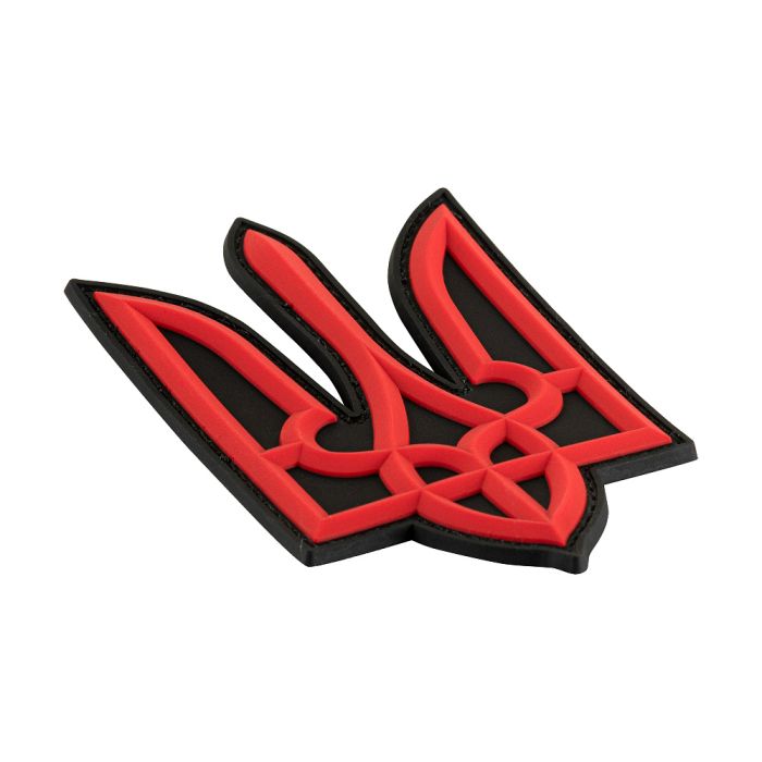 Нашивка Тризуб PVC великий червоно-чорний