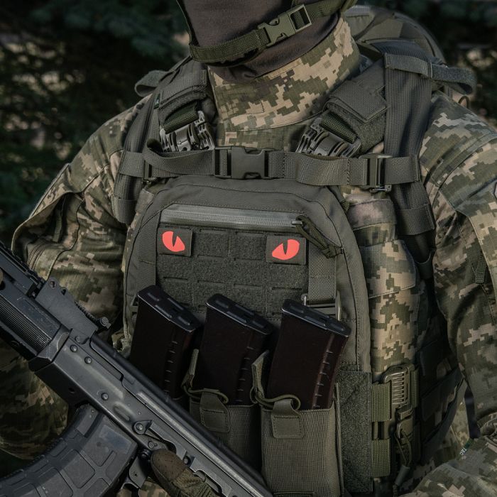 M-Tac нашивка Tiger Eyes Laser Cut (пара) Ranger Green/Red/GID