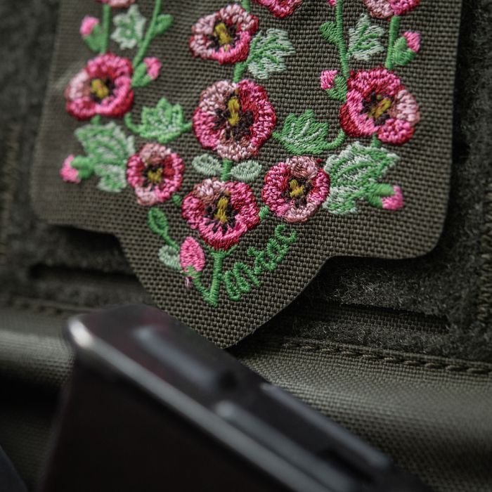 M-Tac нашивка Тризуб рожеві Мальви (вишивка) Ranger Green