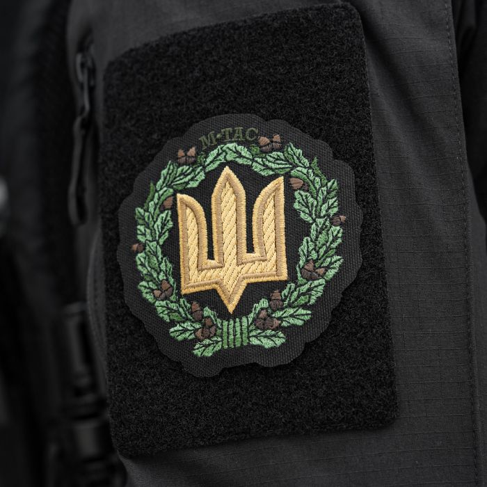 M-Tac нашивка Тризуб з дубовим вінком (вишивка) Black
