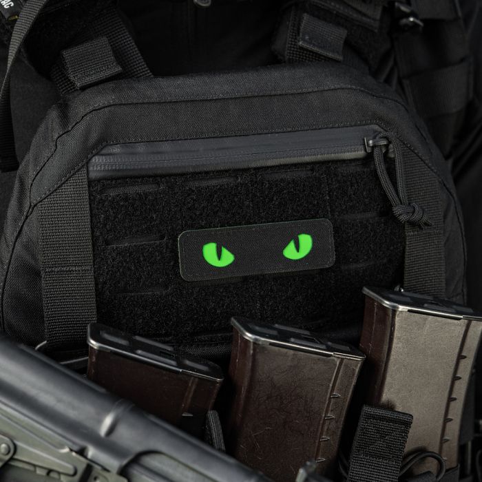 M-Tac нашивка Cat Eyes Laser Cut Black/Green/GID