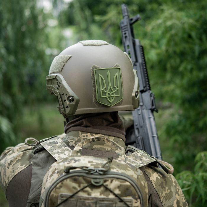 Нашивка герб України PVC великий олива