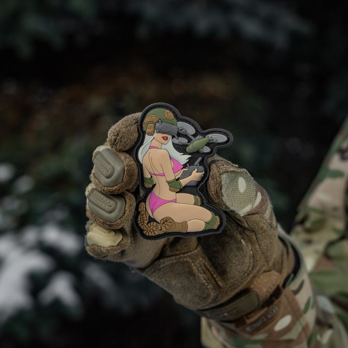 M-Tac нашивка Tactical girl №6 PVC White/Pink/Olive V2