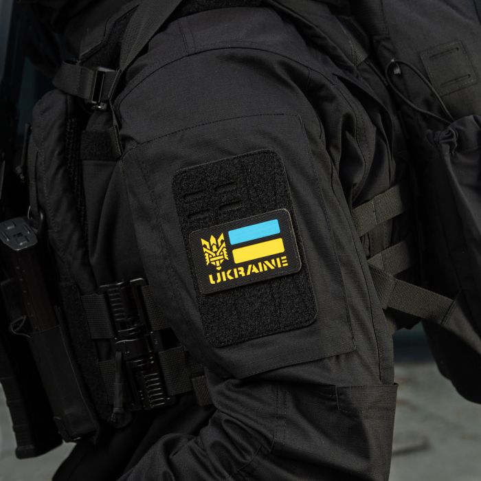 M-Tac нашивка Ukraine (с Тризубом) Laser Cut Black/Yellow/Blue/GID