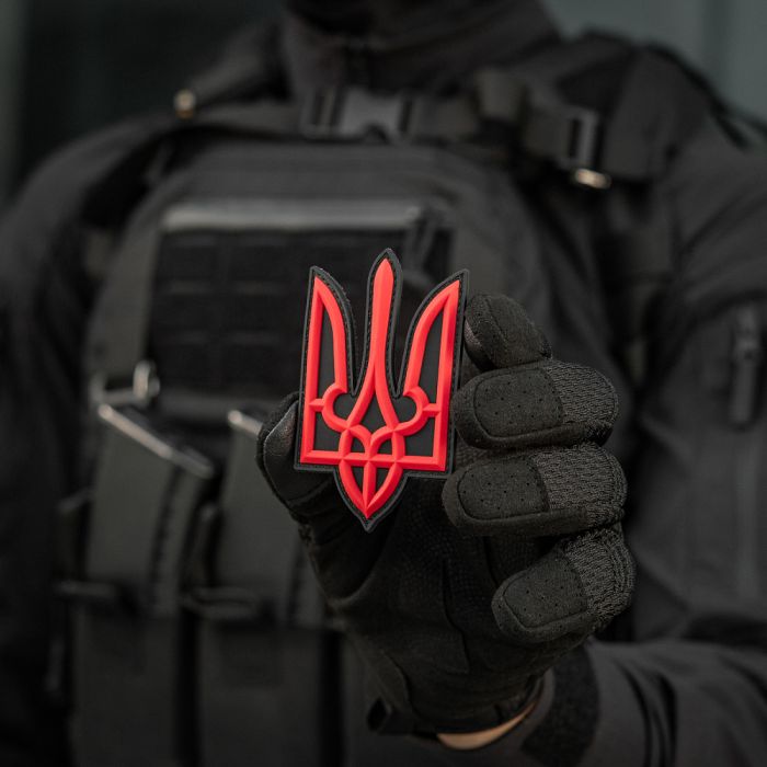 Нашивка Тризуб PVC великий червоно-чорний