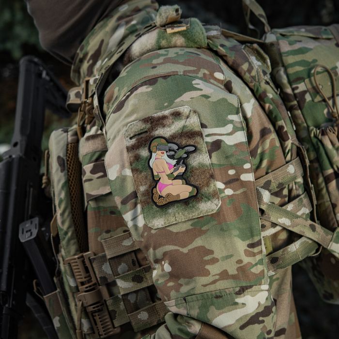 M-Tac нашивка Tactical girl №6 PVC White/Pink/Olive V2